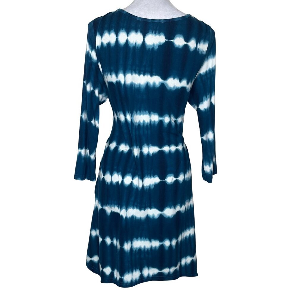 5th & Love Shibori Indigo Sharkbite Tunic Mini Dress With Pockets Sz Large - Picture 4 of 11